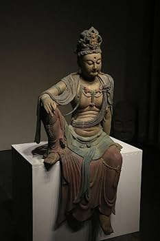 Amazon.co.jp: 羽彰古美術A5464明時代 楠木彫自在菩薩 楠木細密彫超絶